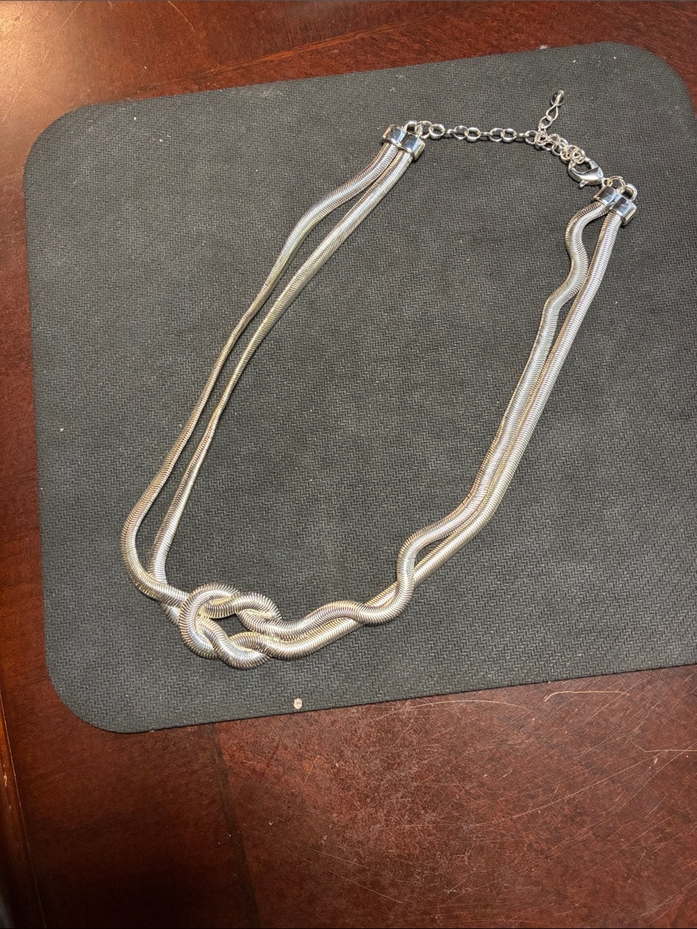 NWOT Silver Knot Double-Chain Necklace